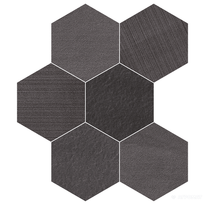 Керамогранит Impronta Sands Experience SA06ESM BLACK ESAGONA MIx 10×225×195