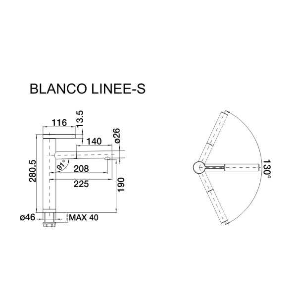 Смеситель кухонный Blanco LINEE - S хром 517591