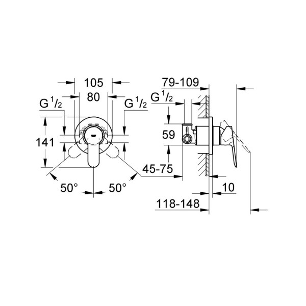 Grohe BauEdge Смеситель однорычажный для душа (29040000)