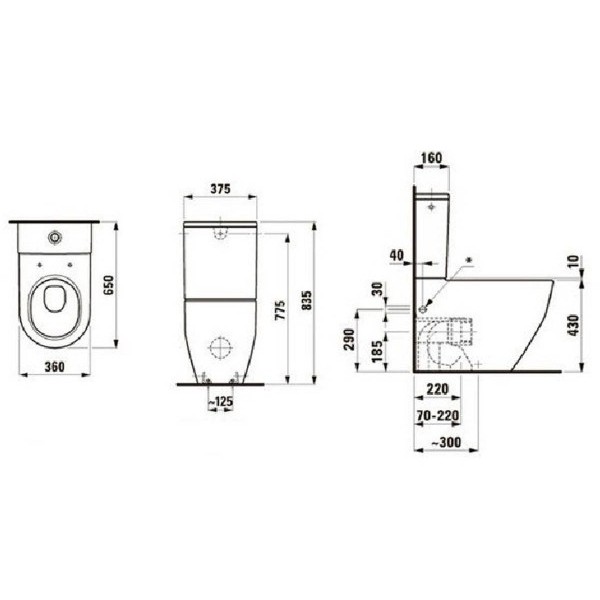 Унитаз компакт Laufen Pro H8679530008701 с сиденьем Slim Soft Close