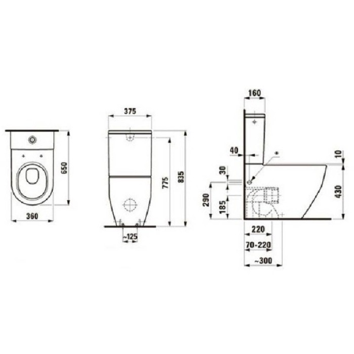 Унитаз компакт Laufen Pro H8679530008701 с сиденьем Slim Soft Close Унитаз компакт Laufen Pro H8679530008701 с сиденьем Slim Soft Close