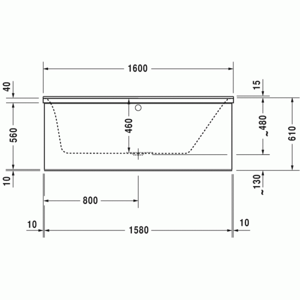 P3 Comforts ванна прямоугольная 160 см 700372000000000 в интернет-магазине «Estet Room»