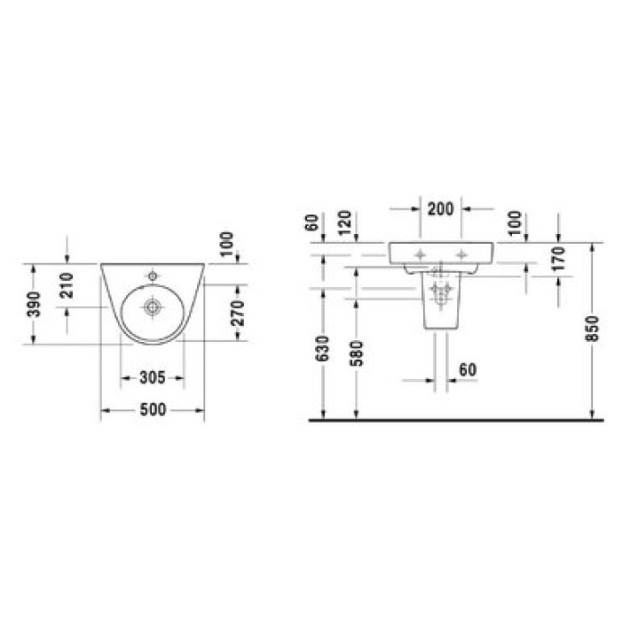 Плитка керамогранит Керамическая раковина 50 см Duravit Starck 2 0714500000 для пола