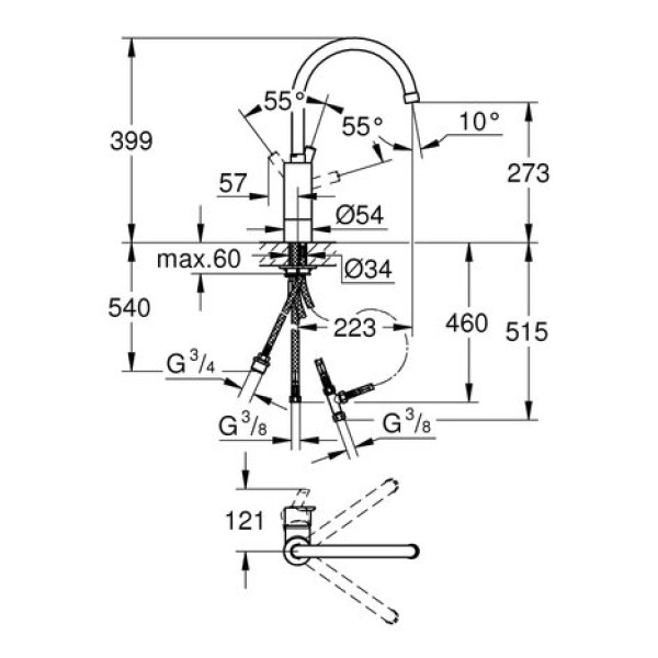 Смеситель для раковины GROHE Feel 31202000