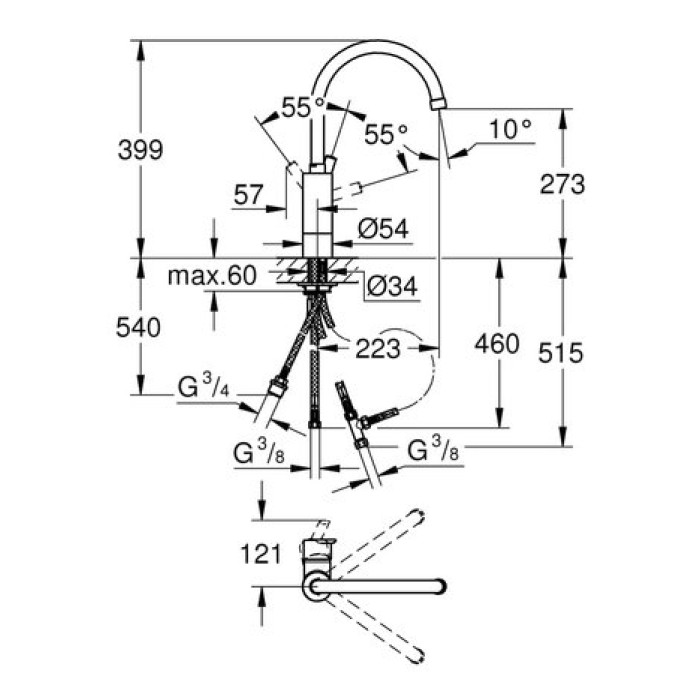 Смеситель для раковины GROHE Feel 31202000 Смеситель для раковины GROHE Feel 31202000