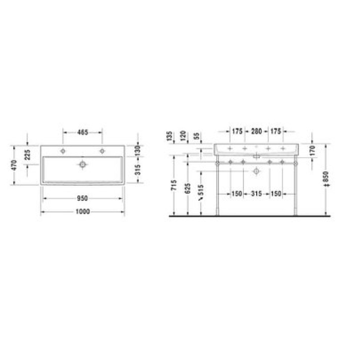 Плитка керамогранит Керамическая раковина 100 см Duravit Vero Air 2350100043 для пола