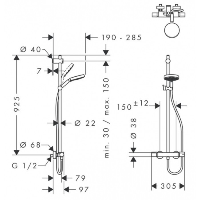 Плитка керамогранит Верхний душ Grohe Euphoria (27236000) для пола