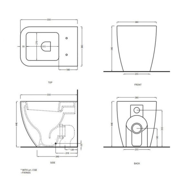 Унитаз напольный безободковый Cielo Shui Comfort, white