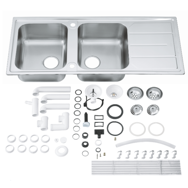 Мойдка для кухни Grohe 1160x500 мм с эксцентриком, 2 чаши, матовая (31588SD0)