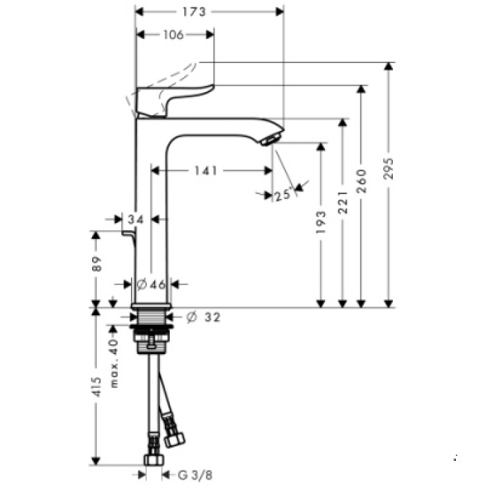 Смеситель для раковины Hansgrohe Metris 200 (31183000)