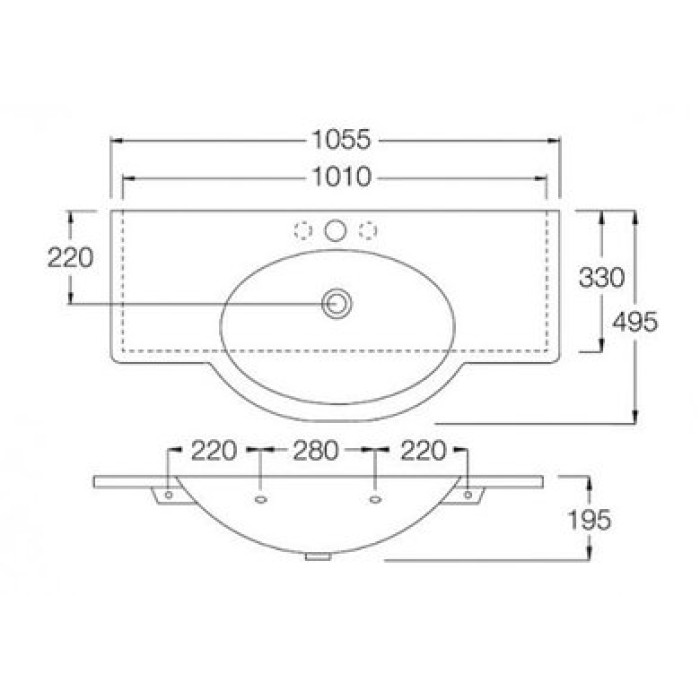 Керамическая раковина 105 см Hatria Sophie, белый (YU9001)