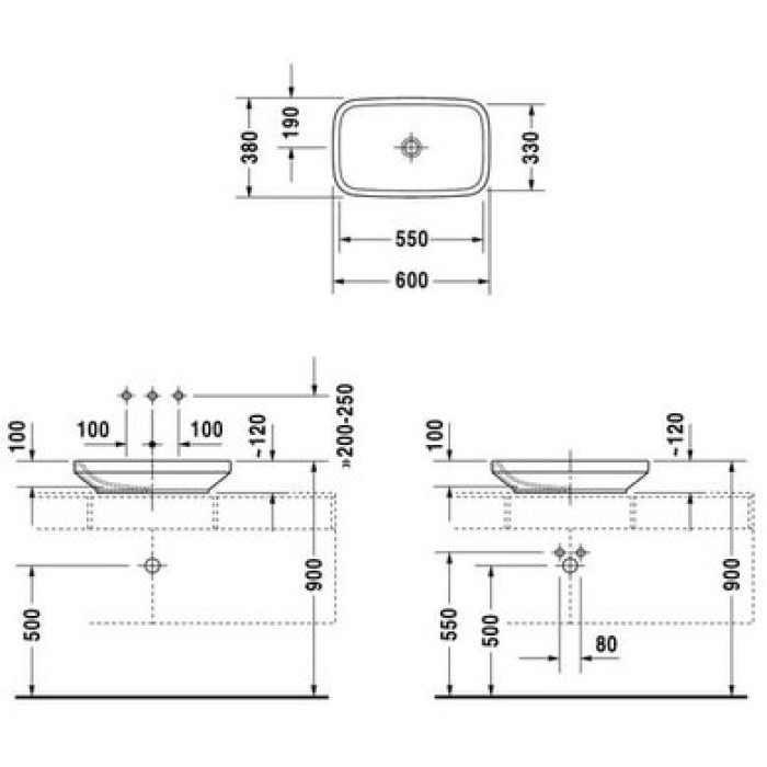 Плитка керамогранит Керамическая раковина 60 см Duravit DuraStyle 0349600000 для пола
