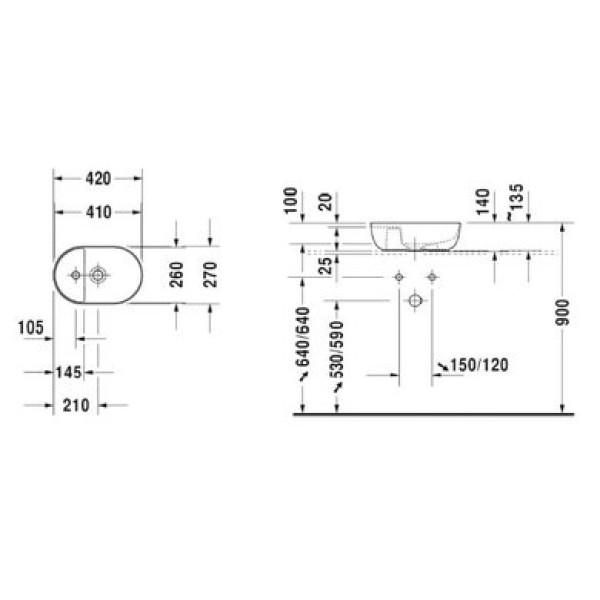 Плитка керамогранит Керамическая раковина 42 см Duravit Luv 0381420000 для пола