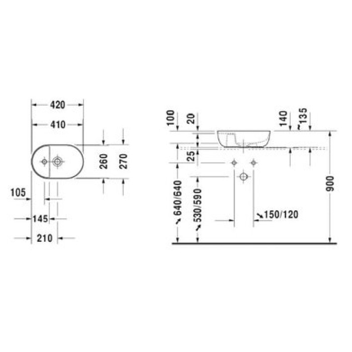 Плитка керамогранит Керамическая раковина 42 см Duravit Luv 0381420000 для пола