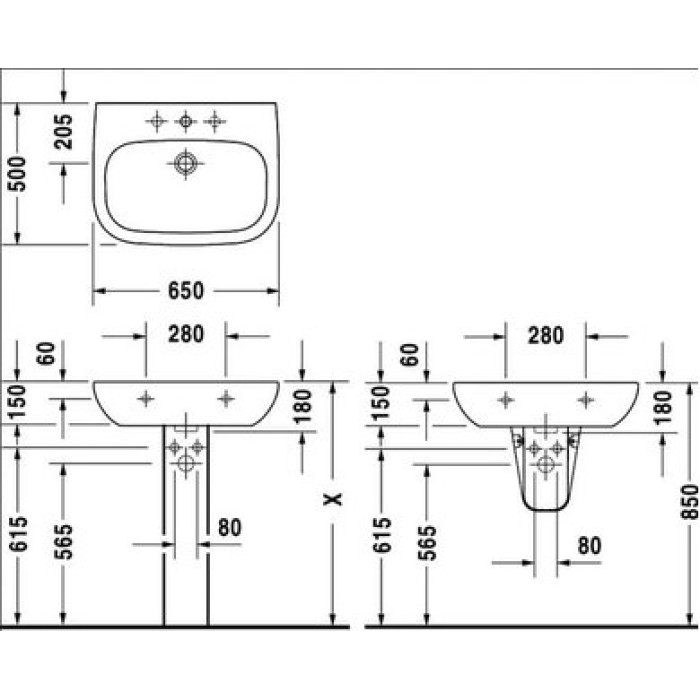 Плитка керамогранит Керамическая раковина 65 см Duravit D-Code 2310650000 для пола