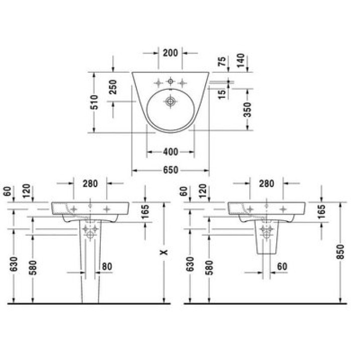 Плитка керамогранит Керамическая раковина 65 см Duravit Starck 2 2323650000 для пола