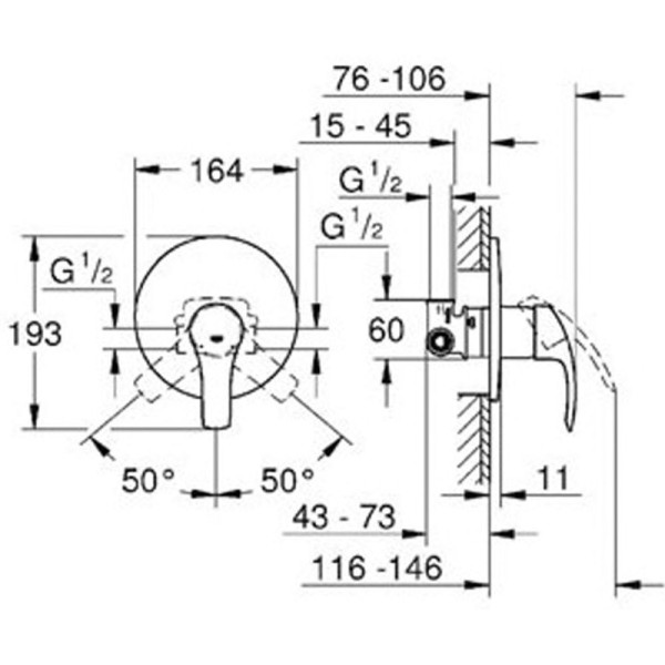 Grohe Eurosmart Смеситель однорычажный для душа (33556002)