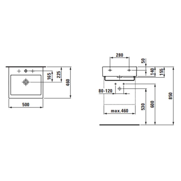 Умывальник накладной Laufen LIVING CITY H8174310001041