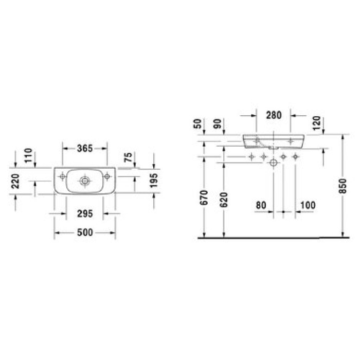 Плитка керамогранит Керамическая раковина 50 см Duravit DuraStyle 0713500000 для пола