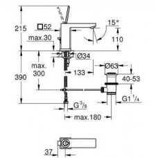 Grohe Eurocube Joy Смеситель однорычажный для раковины M-Size (23658000)