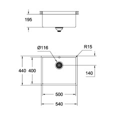 Мойдка для кухни Grohe 540x440 мм, под столешницу, 1 чаша, матовая (31574DL0)