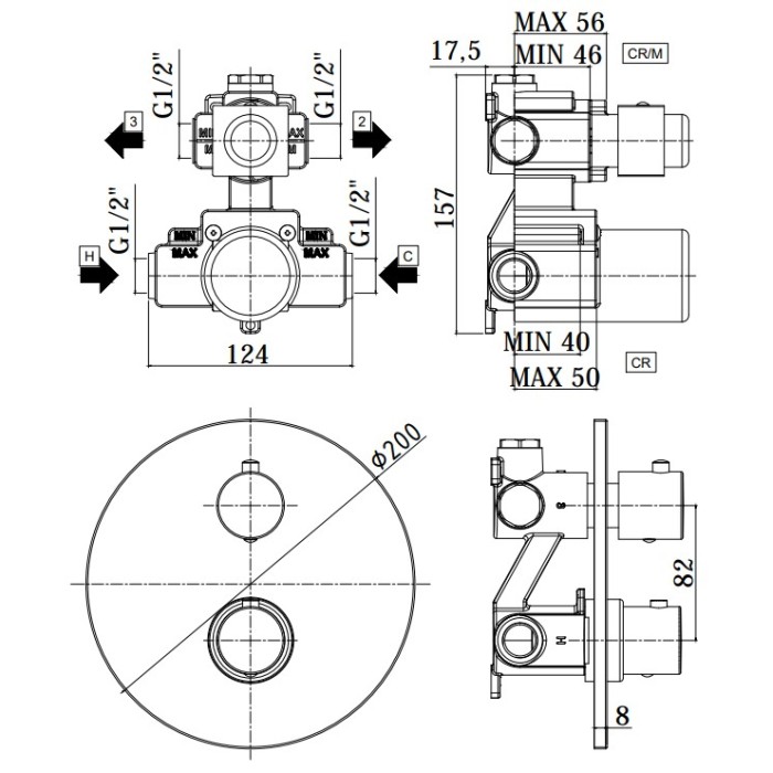 Термостатический смеситель Paffoni Light LIQ018NO Термостатический смеситель Paffoni Light LIQ018NO