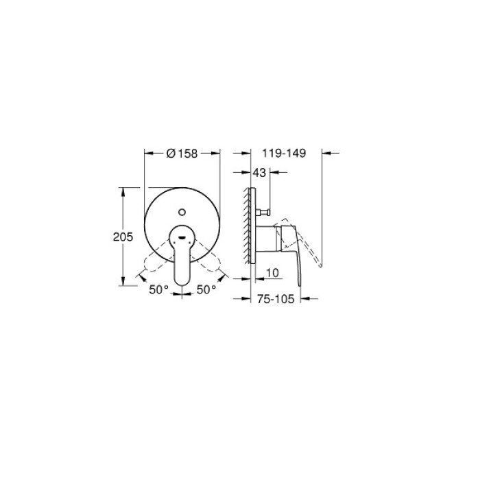 Grohe Eurostyle Cosmopolitan Однорычажный смеситель для ванны, скрытого монтажа (24052002)