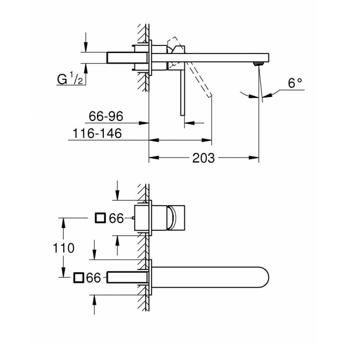 Grohe Plus Смеситель для раковины на 2 отверстия L-Size (29306003)