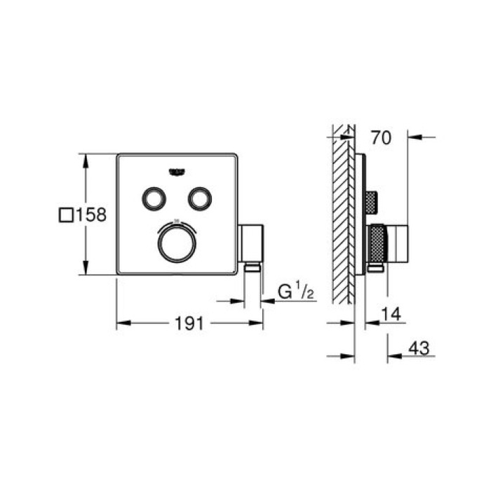 Термостат для встраиваемого монтажа Grohe Grohtherm SmartControl 29125000