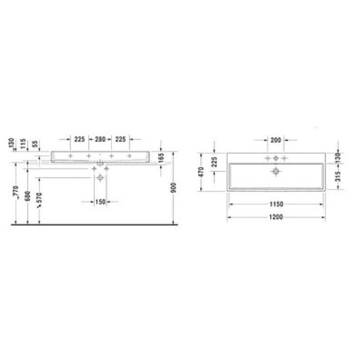 Плитка керамогранит Керамическая раковина 120 см Duravit Vero Air 2350120027 для пола