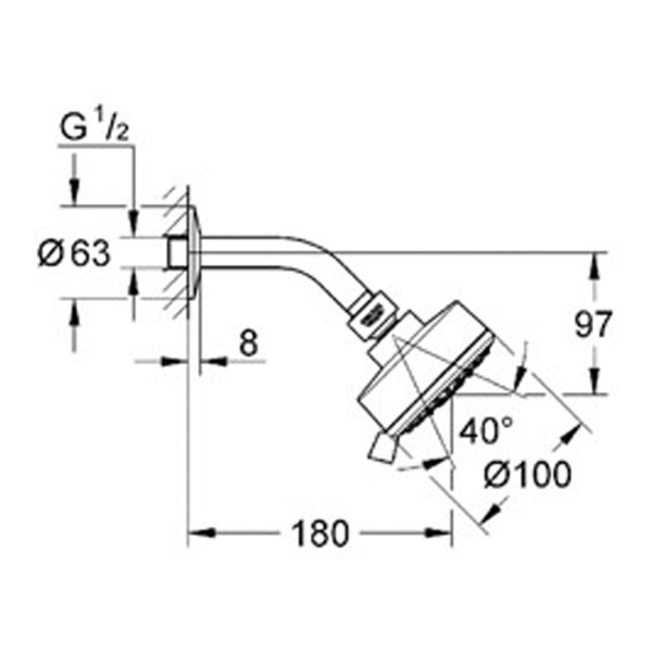 Плитка керамогранит Grohe New Tempesta Cosmopolitan 100 Верхний душ 26090000 для пола