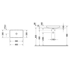Плитка керамогранит Керамическая раковина 60 см Duravit DuraSquare 2355600000 для пола