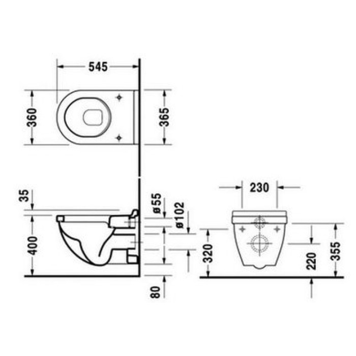 Плитка керамогранит Подвесной унитаз Duravit Starck 3 2206090000 для пола