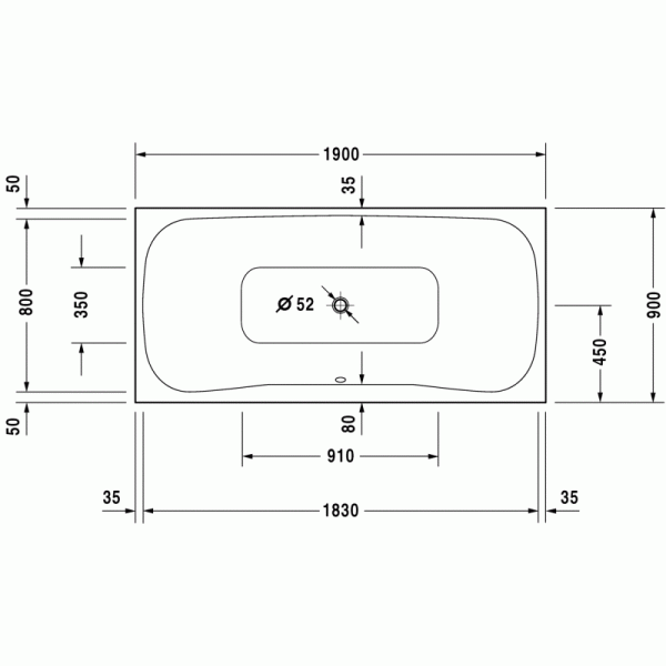 PuraVida ванна прямоугольная 190 см 700183000000000 в интернет-магазине «Estet Room»