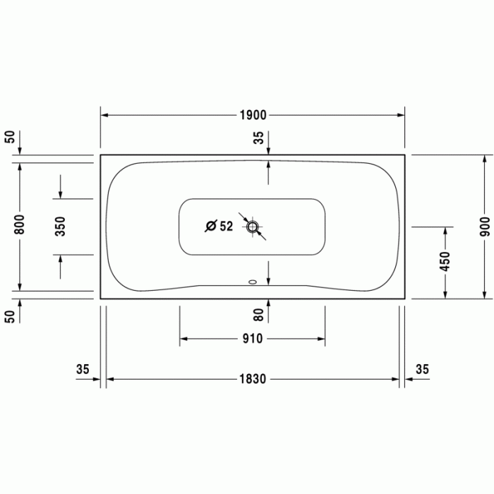 PuraVida ванна прямоугольная 190 см 700183000000000 в интернет-магазине «Estet Room»