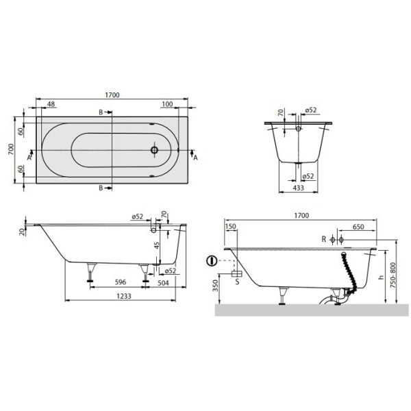 Ванна квариловая Villeroy&Boch Oberon UBQ177OBE2V-01