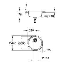 Мойдка для кухни Grohe D 440 мм круглая, матовая (31720SD0)