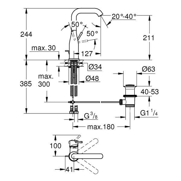 Grohe Essence Смеситель однорычажный для раковины L-Size (32628DL1)