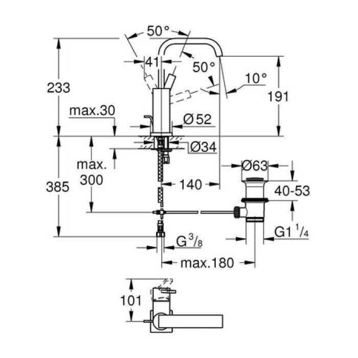 Смеситель для раковины Grohe Allure L-Size 32146000 Смеситель для раковины Grohe Allure L-Size 32146000