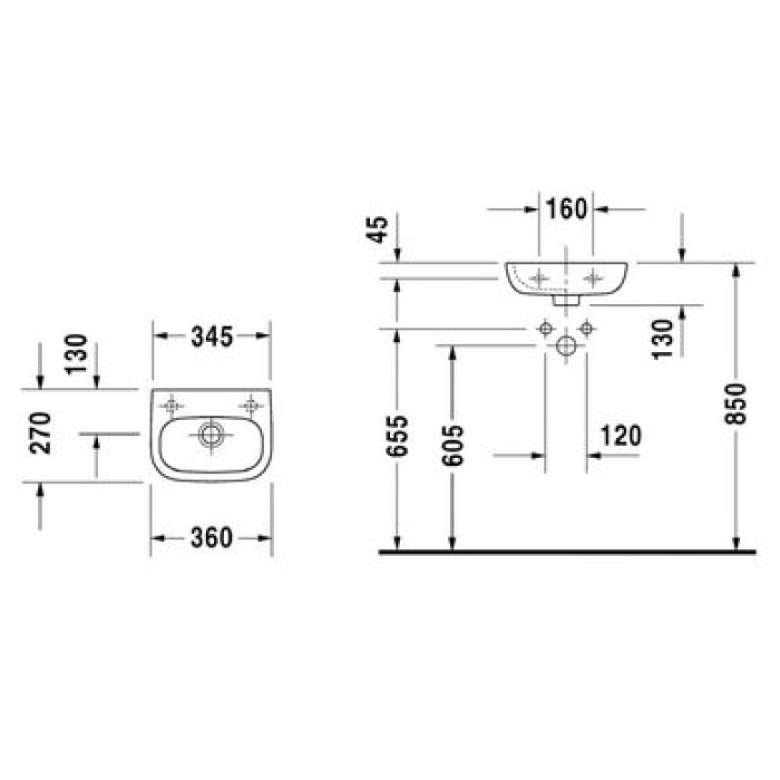 Плитка керамогранит Керамическая раковина 36 см Duravit D-Code 0705360000 для пола