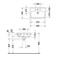 Плитка керамогранит Керамическая раковина Med 65 см Duravit DuraStyle 2324650000 для пола
