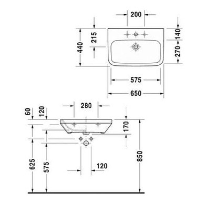 Плитка керамогранит Керамическая раковина Med 65 см Duravit DuraStyle 2324650000 для пола