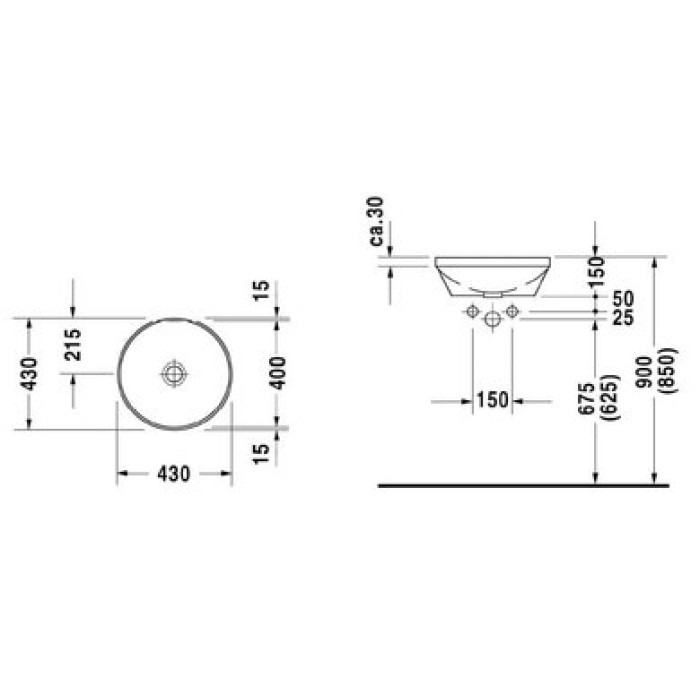 Плитка керамогранит Керамическая раковина 40 см Duravit Architec 0463400000 для пола