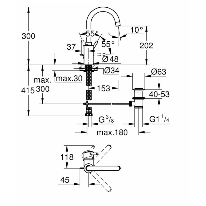 Grohe Concetto Смеситель однорычажный для раковины L-Size (32629002) Grohe Concetto Смеситель однорычажный для раковины L-Size (32629002)