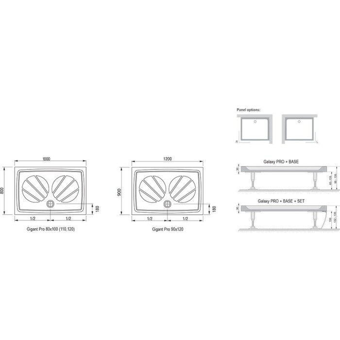 Душевой поддон Ravak GIGANT PRO 120x80