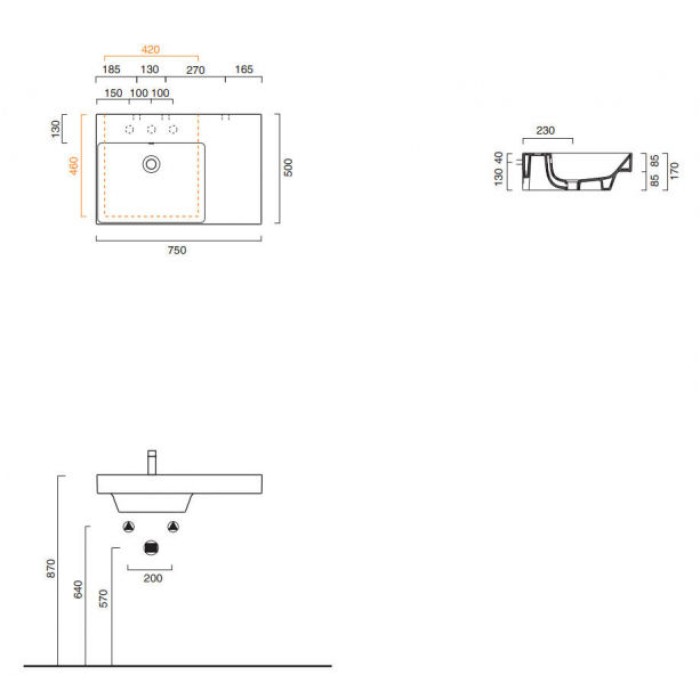 Керамическая раковина 75 см Catalano NEW ZERO, bianco lucido