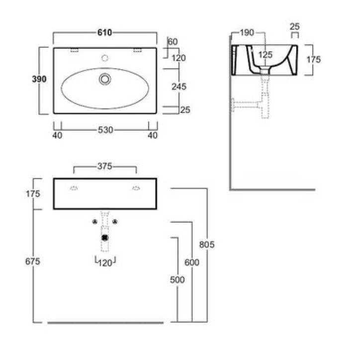 Керамическая раковина 61 см Simas LFT Spazio LFT 54