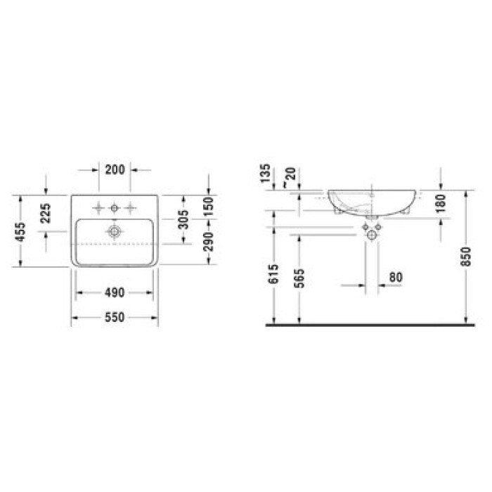 Плитка керамогранит Керамическая раковина 55 см Duravit ME by Starck 0378550000 для пола