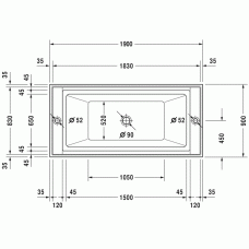 Sundeck ванна прямоугольная 185,5 см 700066000000000 в интернет-магазине «Estet Room»