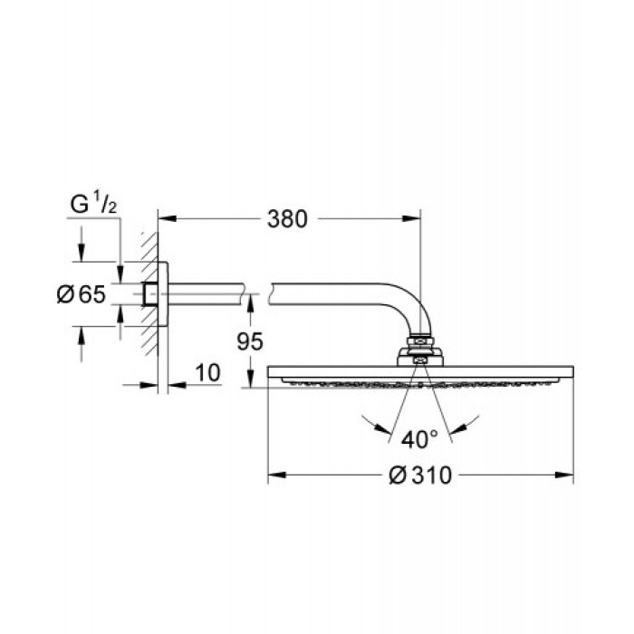 Плитка керамогранит Grohe Rainshower Cosmopolitan 310 Верхний душ 26066DL0  для пола